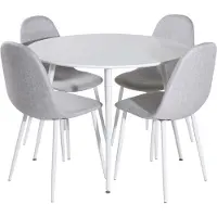 Ebuy24 Plaza eethoek tafel wit en 4 Polar stoelen grijs.