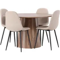 Ebuy24 Lanzo eethoek tafel naturel en 4 Polar stoelen beige.