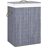 vidaXL Wasmand met 2 vakken 72 L bamboe grijs