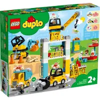 LEGO 10933 DUPLO Grote Bouwplaats met Licht en Geluid, Voertuigen met Push-and-Go motor, Speelgoed voor kinderen van 2 tot 5 jaar