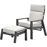 Garden Impressions Max loungestoel + voetenbank - Carbon black/Sand