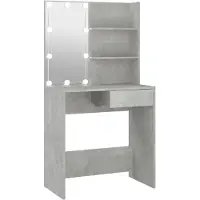 vidaXL Kaptafel met LED-verlichting - Beton grijs, 74,5 x 40 x 141 cm