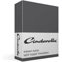 Cinderella Split Topper Hoeslaken Anthracite (Satijn)-200 x 200 cm