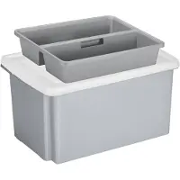 Sunware opslagbox kunststof 51 liter grijs 59 x 39 x 29 cm met deksel en organiser tray - Opbergbox