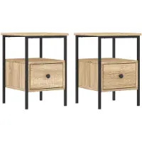 vidaXL Nachtkastjes 2 st 34x36x50 cm bewerkt hout sonoma eikenkleurig