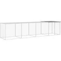 vidaXL Kippenhok met dak 403x98x90 cm gegalvaniseerd staal lichtgrijs