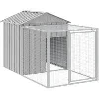 vidaXL Kippenhok met ren lichtgrijs 117x201x123 cm gegalvaniseerd staal