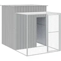 vidaXL Kippenhok met ren 165x251x181 cm gegalvaniseerd staal grijs