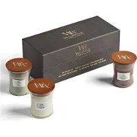 Woodwick Deluxe Cadeauset – 3x Mini Geurkaarsen - Houtig