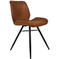 Livin24 Industriële eetkamerstoel Barrel cognac eco-leer