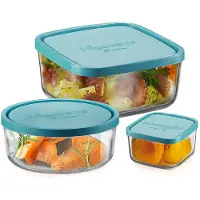 Bormioli Rocco Frigoverre Vershoudbakjes Frigoverre - Glas - Blauw - 3 stuks