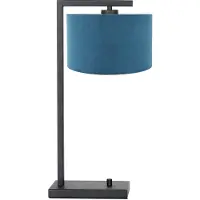 Steinhauer Tafellamp zwart met blauwe velours kap 7124ZW