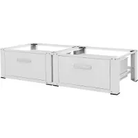 ML-Design Set van 2 wasmachineonderstellen Cathy met lade | staal wit 128x53x31 cm badkamermeubels | NADUVI