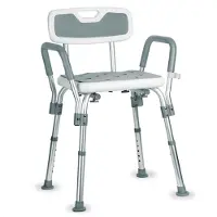 Goliving Verstelbare Douchestoel - Afneembare Arm- en Rugleuning - Douchekruk met Douchekop houder - Antislip - 3.2 kg - Hoogte 70-84 cm - Wit
