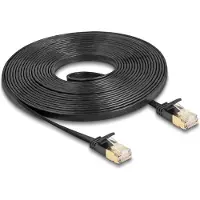 DeLOCK RJ45 Network Cable Cat.6A plug to plug with robust latch and Cat.7 raw flat cable U/FTP 5 m black