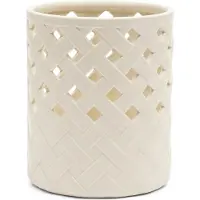 Rivièra Maison Windlicht Klein Gebroken wit voor binnen - Danae Woven rond windlicht keramiek