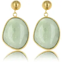 My Bendel - Goudkleurige Oorbel met Fluorite Hanger - met Luxe Cadeauverpakking | Sieraden Voor Dames