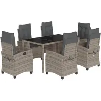 vidaXL 7-delige tuinset met kussens, grijs, polyrotan
