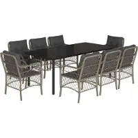 vidaXL 9-delige Tuinset met kussens poly rattan lichtgrijs