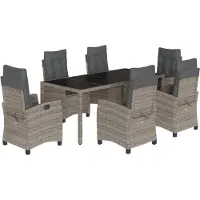 vidaXL 7-delige Tuinset met kussens poly rattan grijs