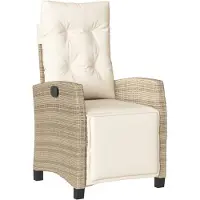 vidaXL Tuinstoel verstelbaar met voetensteun poly rattan beige