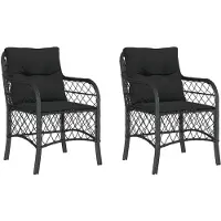 vidaXL Tuinstoelen met kussens, 2 stuks, zwart, polyrotan