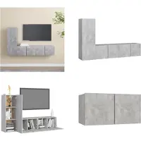vidaXL 3-delige Tv-meubelset bewerkt hout betongrijs - Tv-kastenset - Tv-kastensets - Tv-kasten - Tv-meubelset