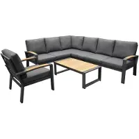 AVH-Collectie Costa Rica hoek loungeset 6 delig aluminium antraciet