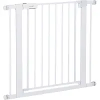 Aosom Türschutzgitter, Treppengitter, Hundegitter ohne Bohren, 75-96 cm Verstellbares Absperrgitter, Auto-Close Baby Schutzgitter, für Kinder und Haustiere, Stahl, Weiß