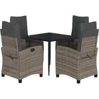 vidaXL 5-delige Tuinset met kussens poly rattan grijs