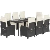 vidaXL 9-delige Tuinset poly rattan zwart