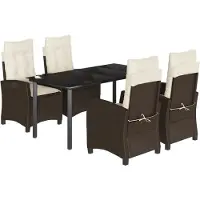 vidaXL 5-delige Tuinset met kussens poly rattan bruin