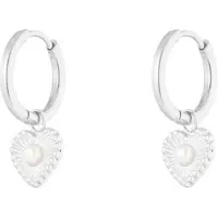 Yehwang Oorbellen Hartje Parel - Zilver