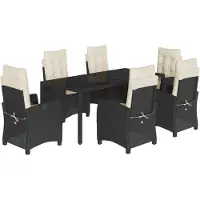 vidaXL 7-delige tuinset met kussens, zwart, van polyrotan