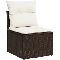 vidaXL - Tuinstoel - zonder - armleuning - met - kussens - poly - rattan - bruin