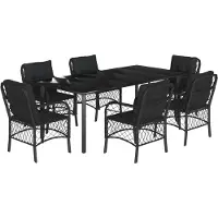 vidaXL 7-delige Tuinset met kussens poly rattan zwart