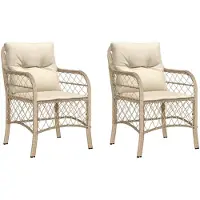 vidaXL Tuinstoelen met kussens, 2 stuks. Beige, van polyrotan