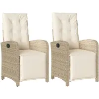 vidaXL Tuinstoelen 2 st verstelbaar met voetensteun poly rattan beige