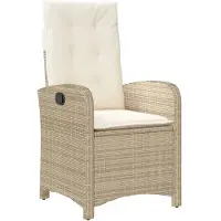 vidaXL Tuinstoel verstelbaar met kussens poly rattan beige