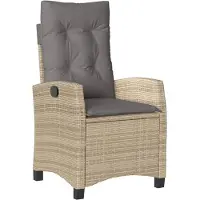 vidaXL Tuinstoel verstelbaar met kussens poly rattan gemengd beige