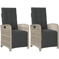 vidaXL Tuinstoelen 2 st verstelbaar voetensteun poly rattan lichtgrijs