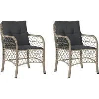 vidaXL Tuinstoelen met kussens, 2 stuks, lichtgrijs, polyrotan