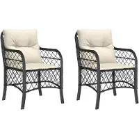 vidaXL Tuinstoelen 2 st met kussens poly rattan zwart
