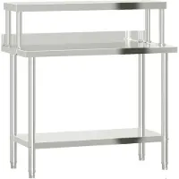 vidaXL Keukenwerktafel met bovenschap 110x55x120 cm roestvrij staal