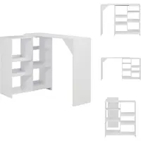 vidaXL Barmeubel met verstelbaar plank, wit, 138x39x110 cm - Eettafels