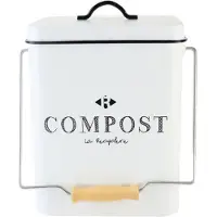 NORDIX GFT Afvalbakje - Compostbakje Aanrecht - Prullenbakje - Keuken Compostemmer - Met Deksel - Wit - 5L - Metaal
