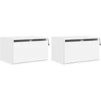 vidaXL Nachtkastjes met LED's 2 st wandgemonteerd wit