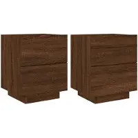 vidaXL Nachtkastjes met LED 2 st bewerkt hout bruin eikenkleur