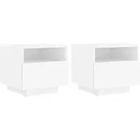 vidaXL Nachtkastjes met LED-verlichting 2 st 40x39x37 cm wit