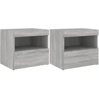 vidaXL Nachtkastjes met LED-verlichting 2 st 50x40x45 cm grijs sonoma